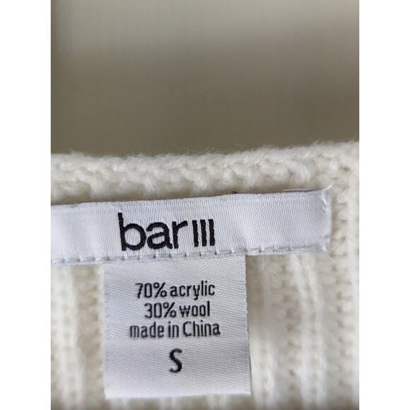 Bar III Women's White Knit Sweater, Size S, Acrylic Wool Blend, Cold Shoulder - Picture 5 of 11